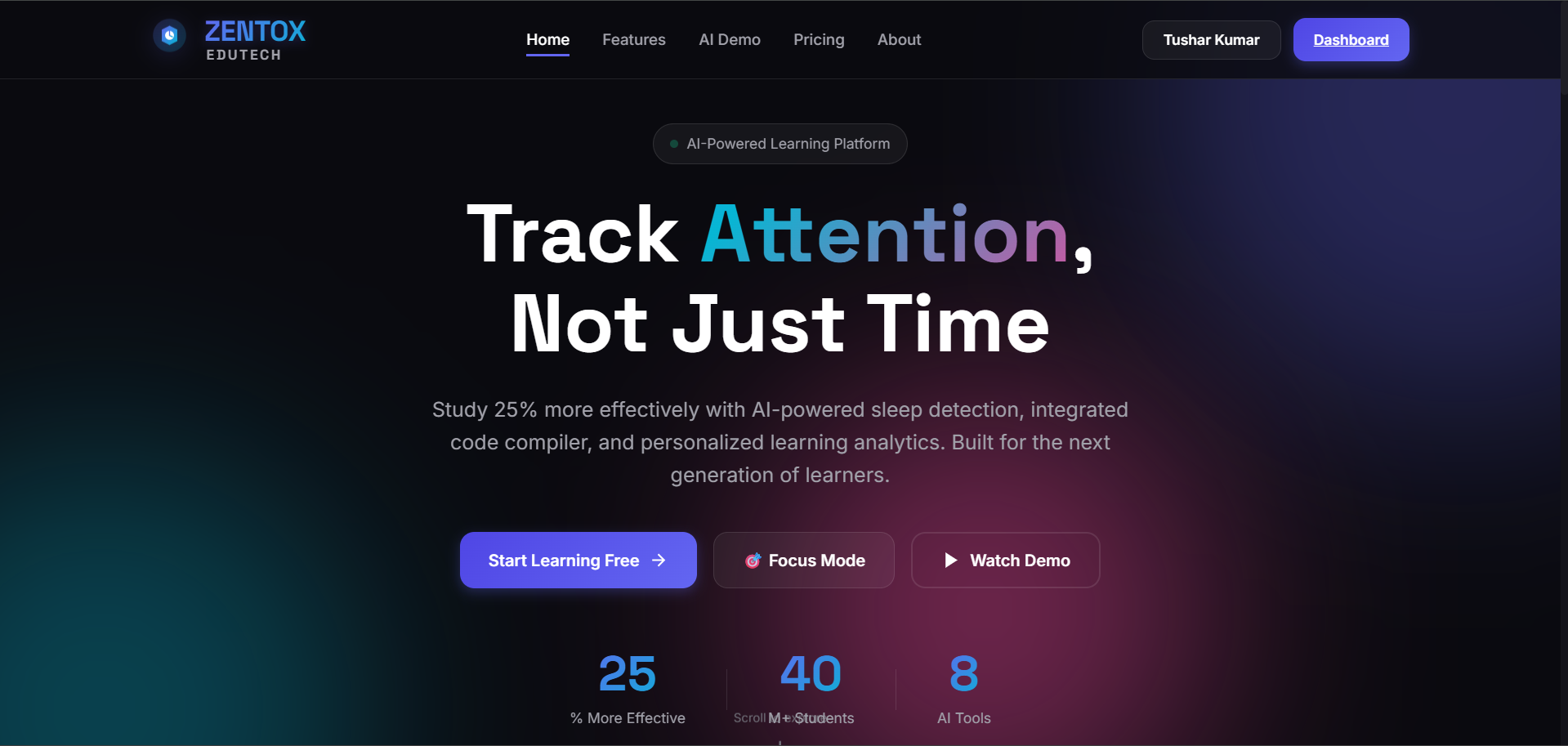ZENTOX-EDUTECH - AI BASED PLATFORM WHICH HELPS STUDENT TO STUDY MORE EFFICTIVELY  