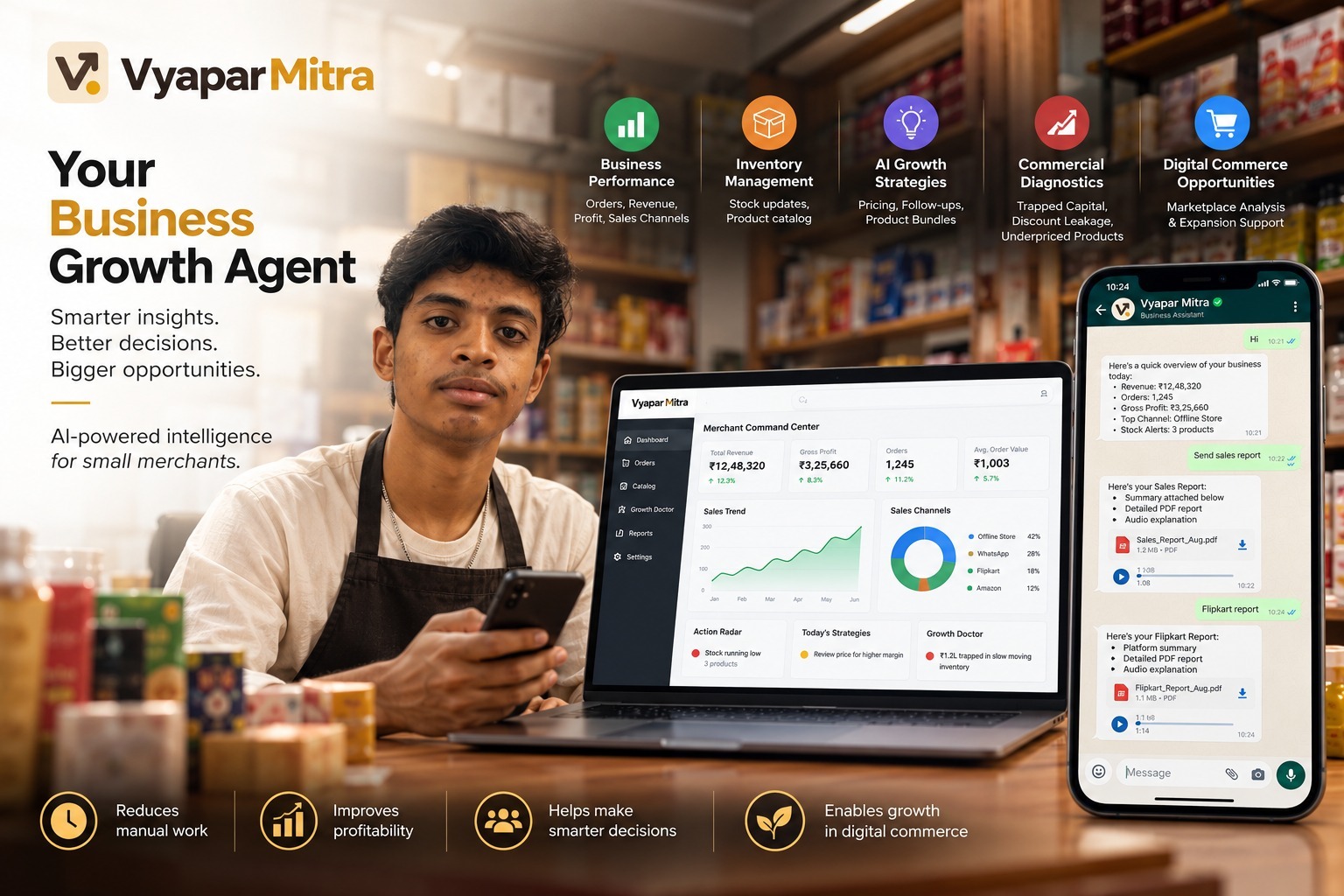 Vyapar Mitra: An AI-Powered Business Growth Agent for Small Merchants