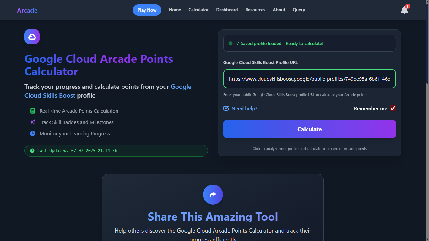 Google Cloud Arcade Points Calculator Tool | Arcade Facilitator Program | Track Your Progress Google Cloud Arcade Points Calculator Tool | Arcade Facilitator Program | Track Your Progress