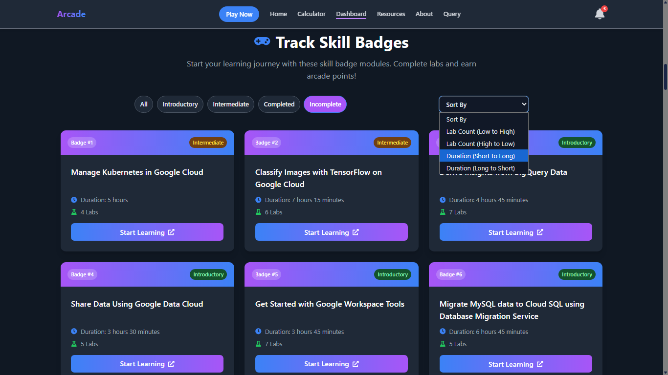 Google Cloud Arcade Points Calculator Tool | Arcade Facilitator Program | Track Your Progress