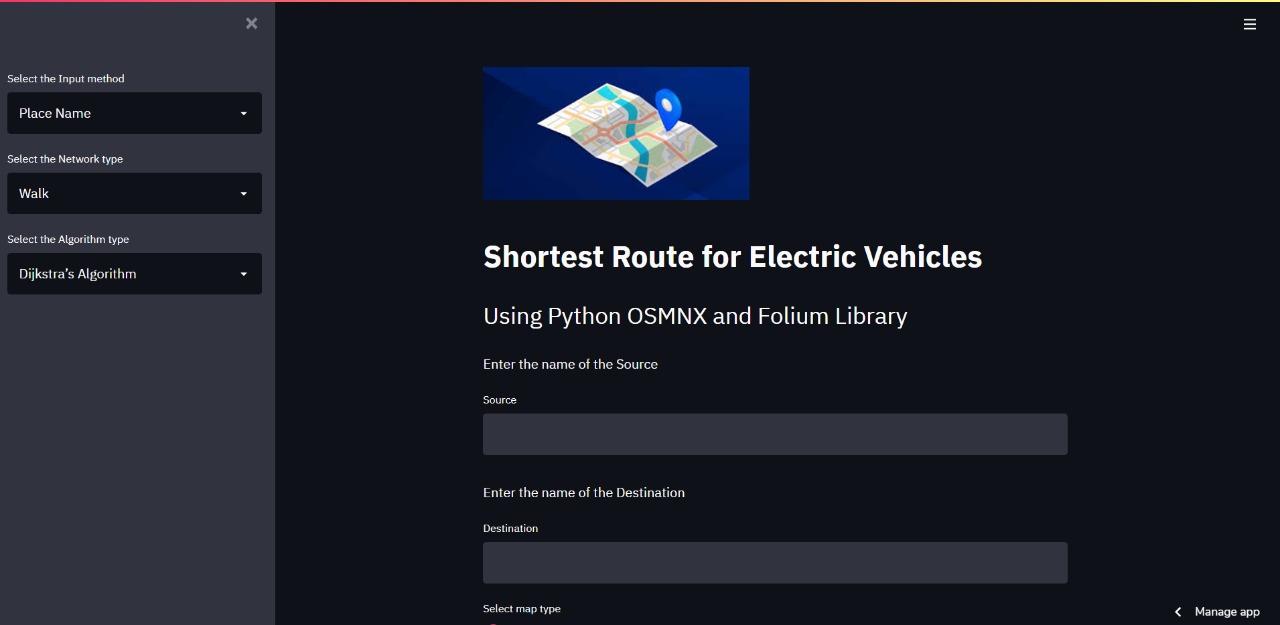 Shortest Route Visualizer for Electric Vehicles