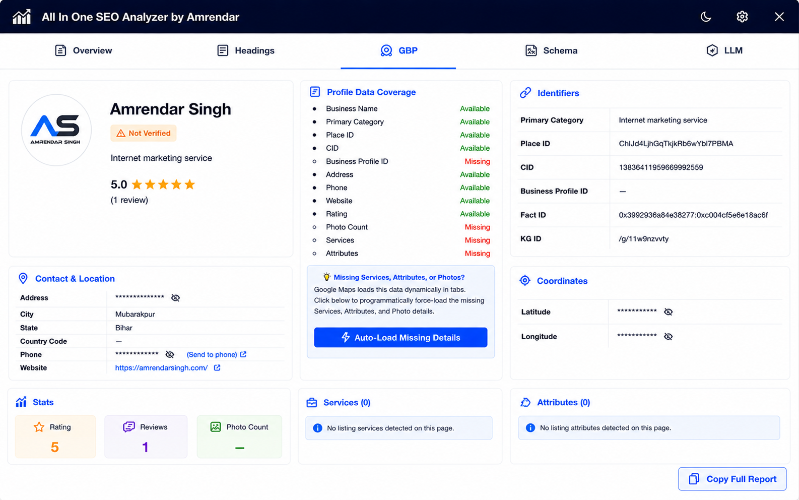 All In One SEO Analyzer by Amrendar