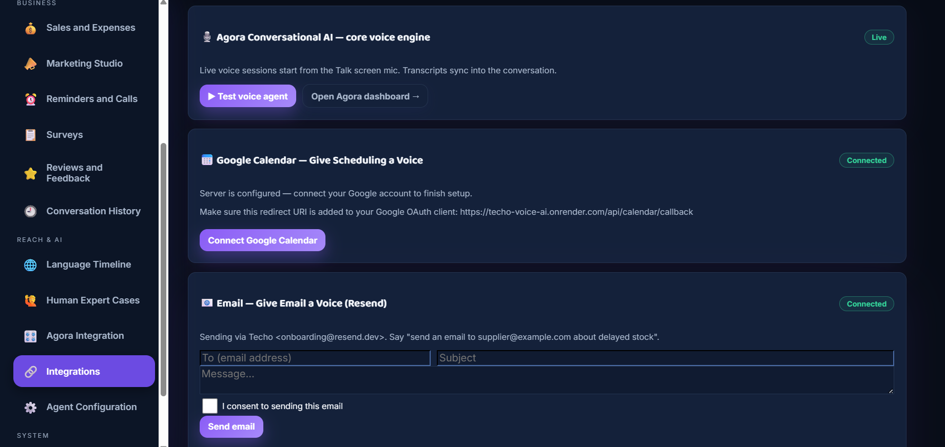 Techo — Voice-First Business Assistant Techo — Voice-First Business Assistant