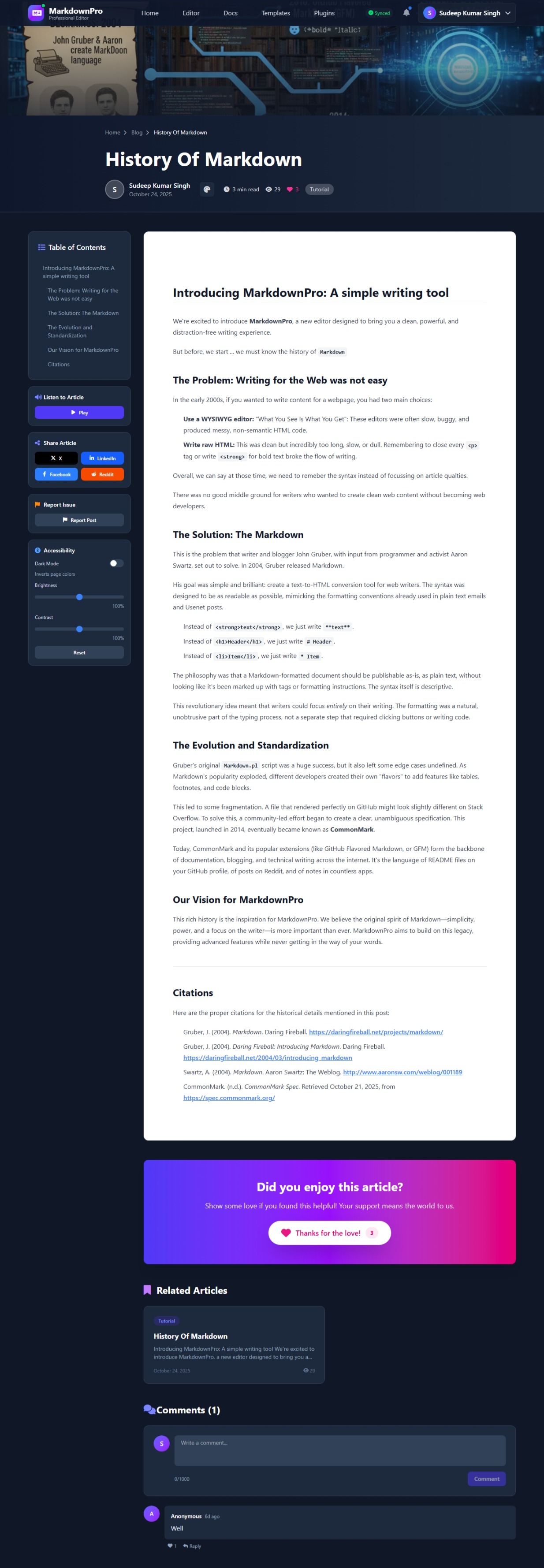Markdown pro - A document writing software based on web based on markdown