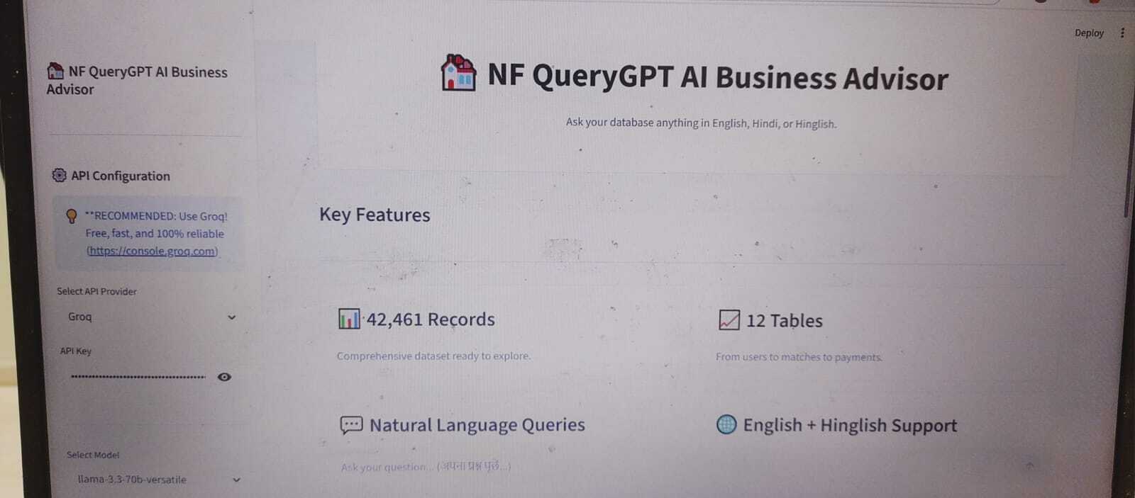 NF QueryGPT AI Business Advisor