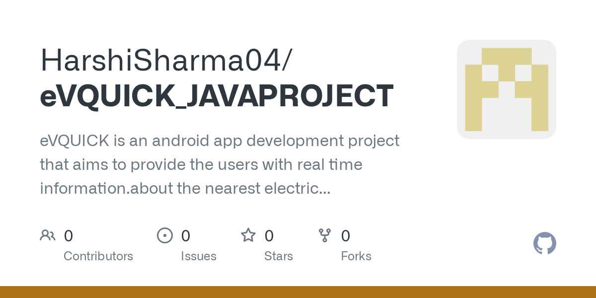GitHub - HarshiSharma04/eVQUICK_JAVAPROJECT: eVQUICK is an android app development project that aims to provide the users with real time information.about the nearest electric vehicle charging station. The users can know the estimated waiting time at a particular station and then can take a decision based on this information provided through eVQUICK..