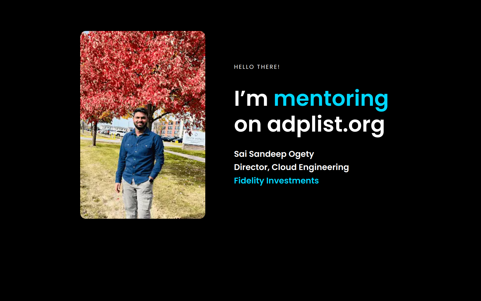 Get mentored by Sai Sandeep Ogety on ADPList