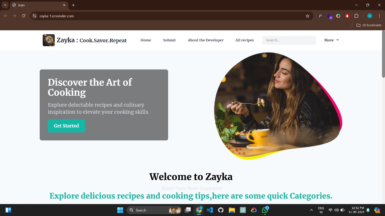Zayka-A recipe Webapp 