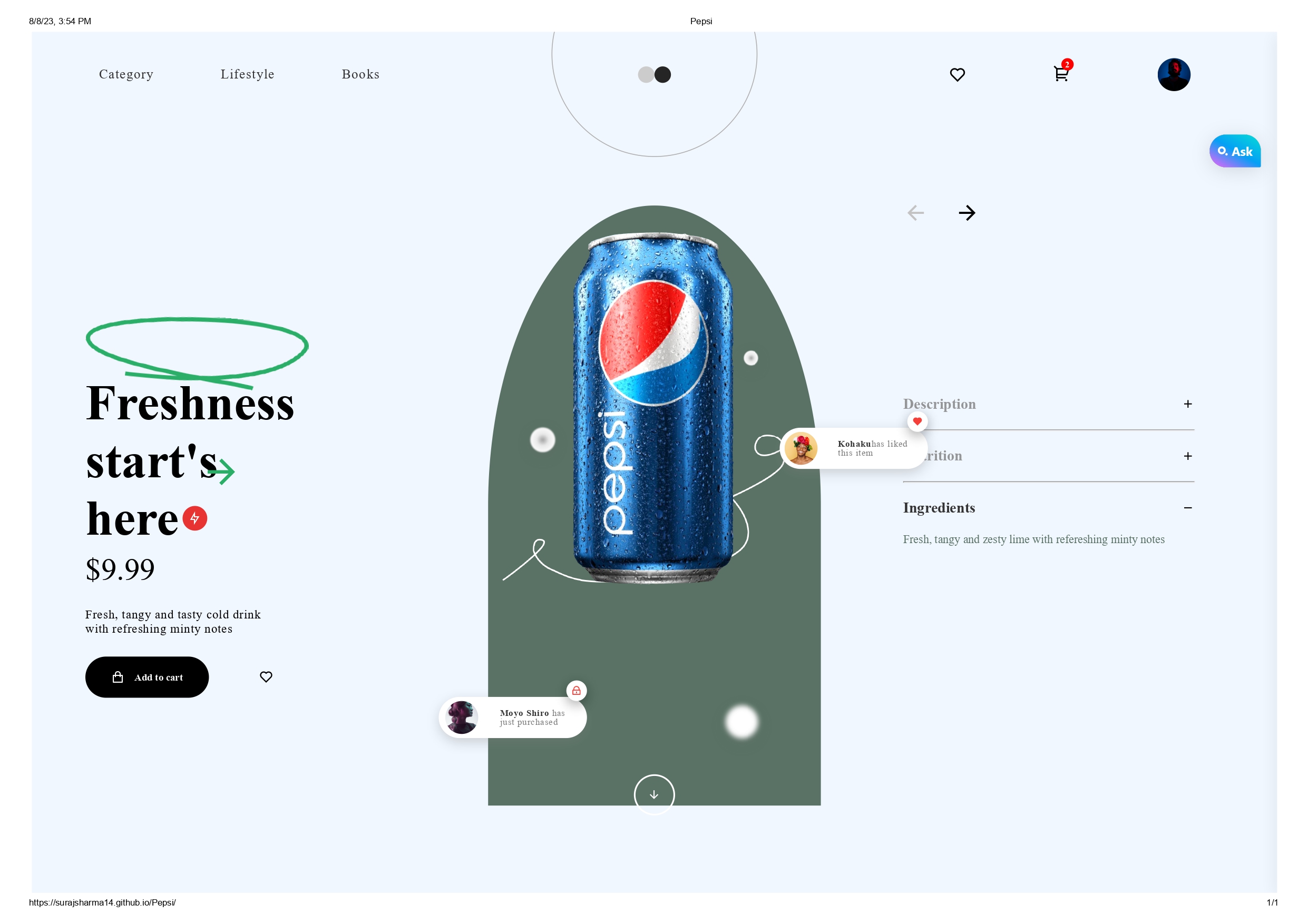 The stunning Pepsi Landing Page! 🥤 The stunning Pepsi Landing Page! 🥤