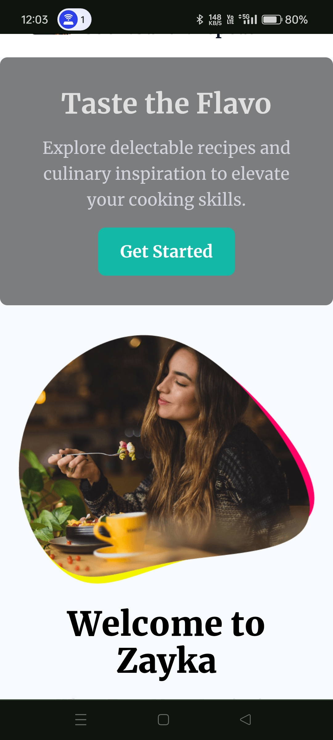 Zayka-A recipe Webapp 