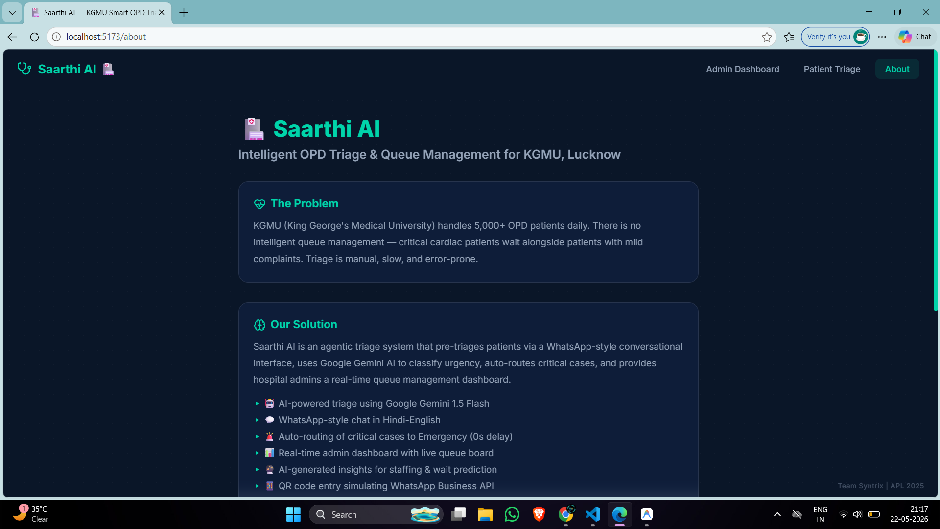 Saarthi AI – Intelligent OPD Triage & Queue Management for KGMU Saarthi AI – Intelligent OPD Triage & Queue Management for KGMU