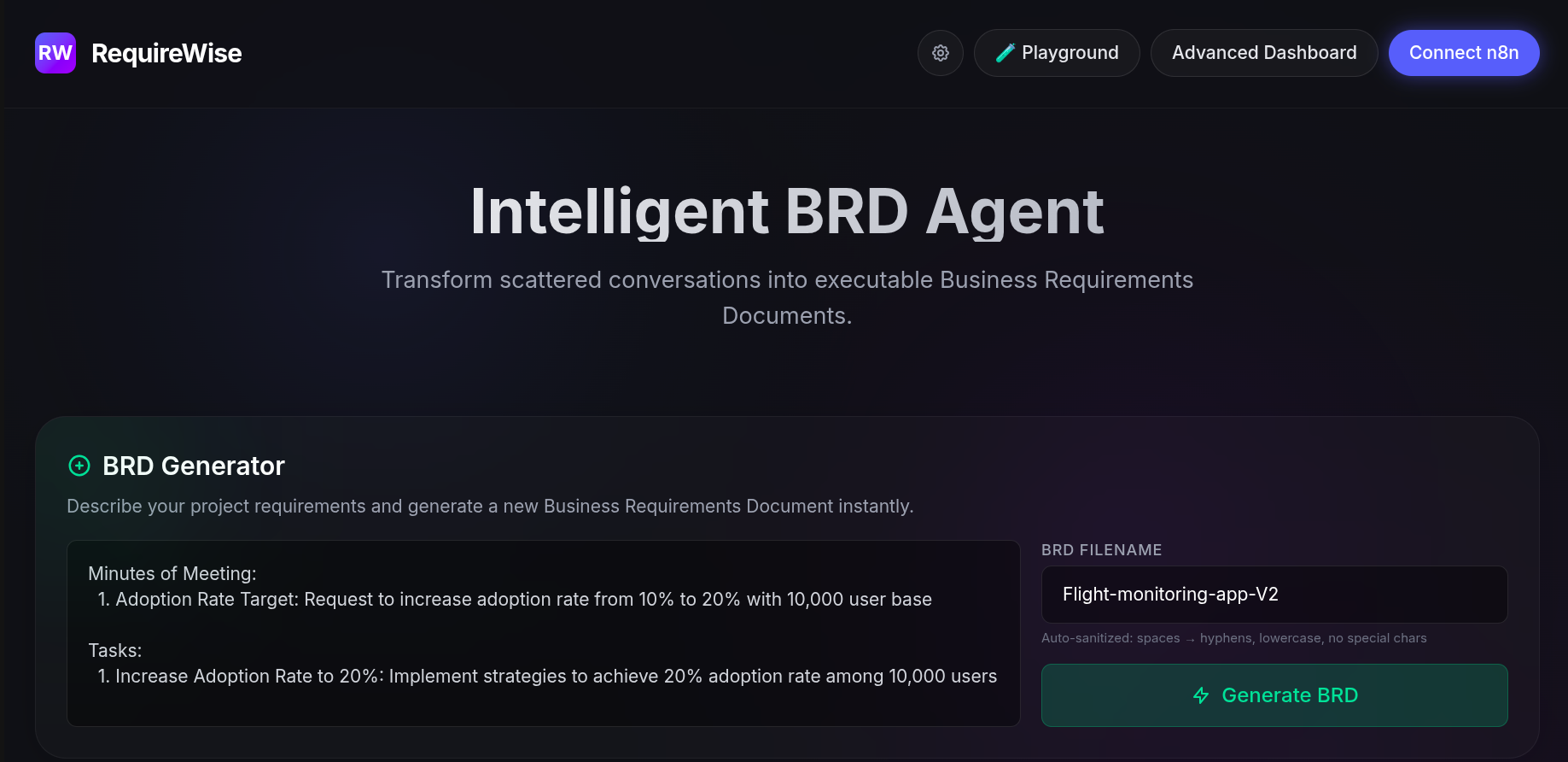 RequireWise - Agentic BRD Generation with meeting recording summarization & task assignment