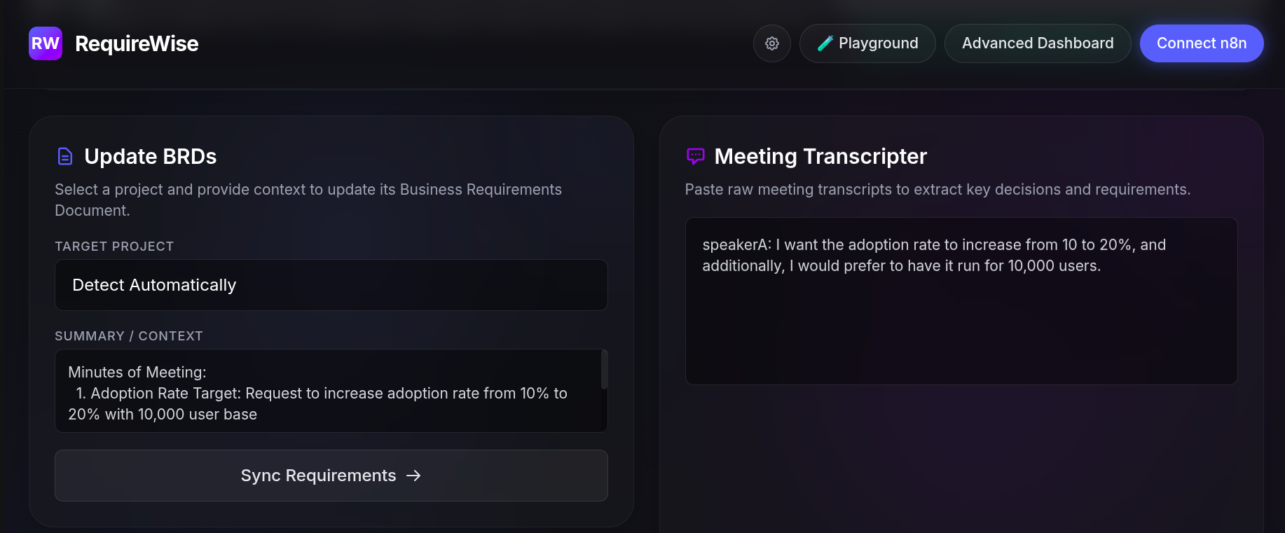 RequireWise - Agentic BRD Generation with meeting recording summarization & task assignment