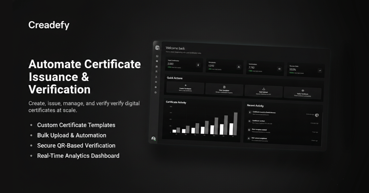 Creadefy – Verifiable Digital Certificates & Badges Platform