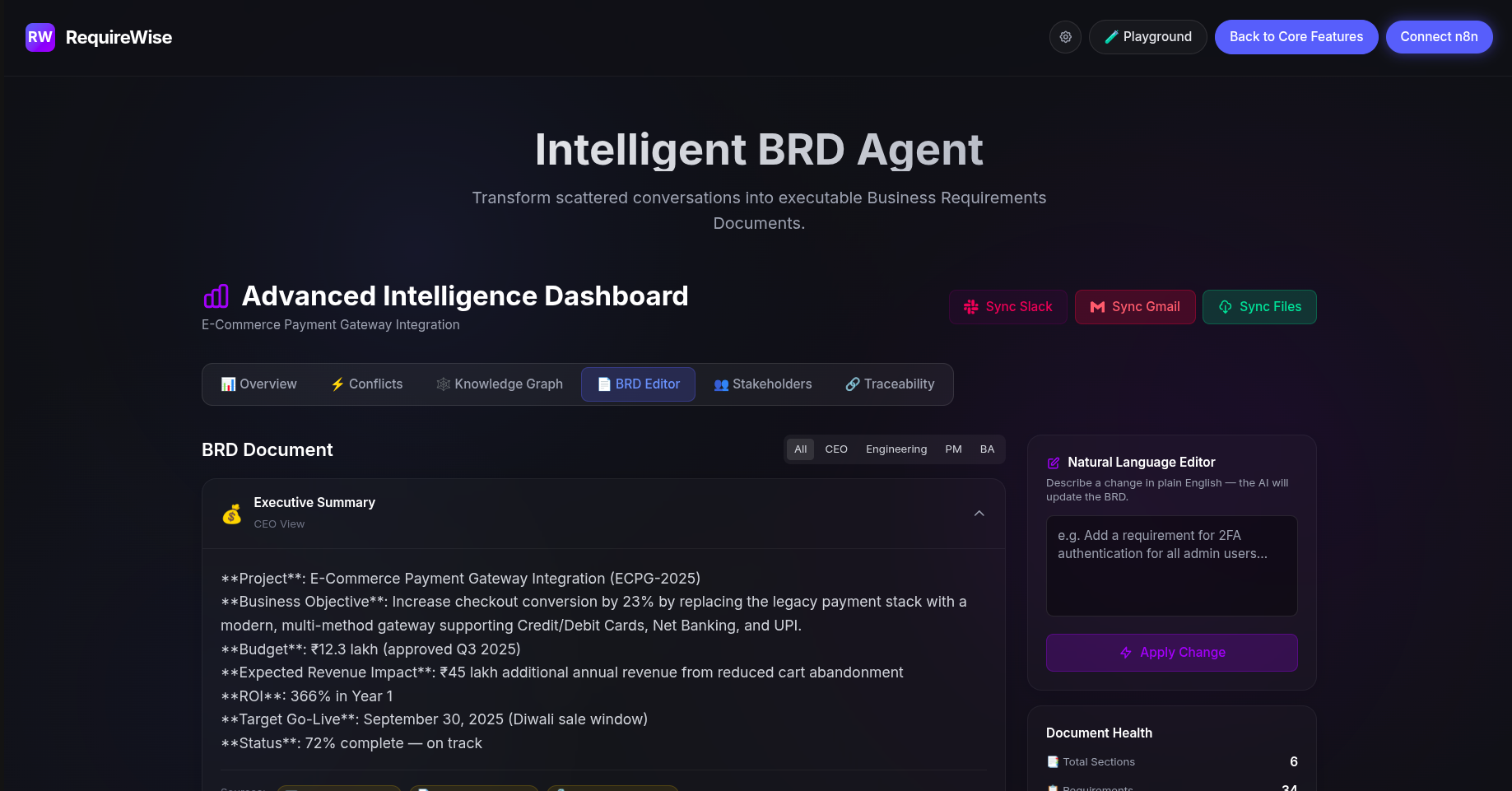 RequireWise - Agentic BRD Generation with meeting recording summarization & task assignment
