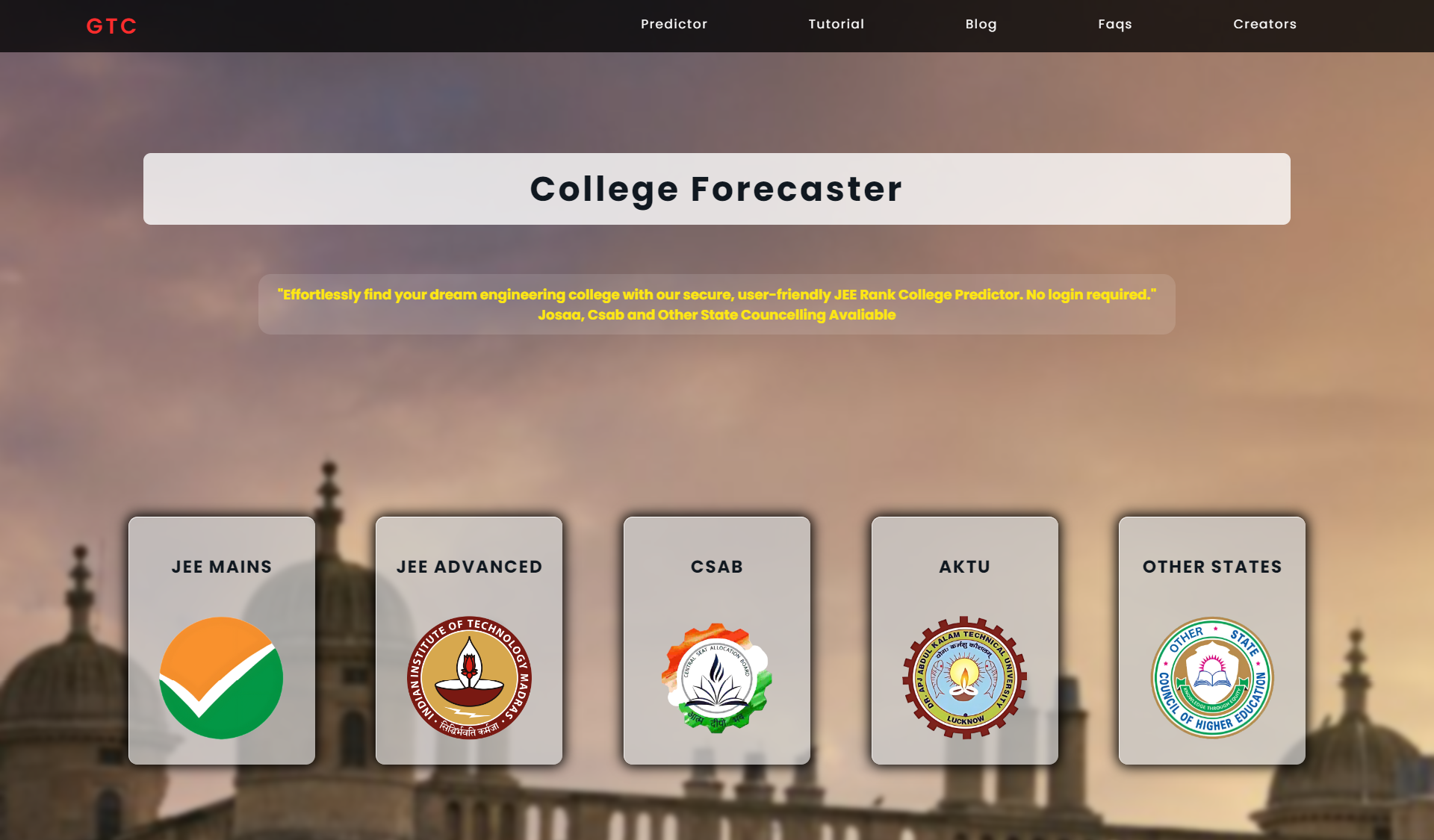 College Predictor 2024 - For JOSAA, CSAB, AKTU, WBJEE, GGSIPU, JAC CHANDIGHARH, IPU Counsellings