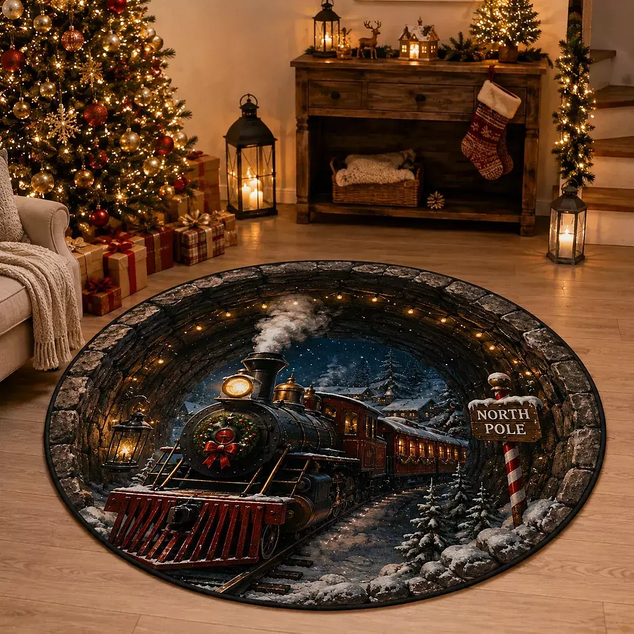 Shirem Christmas 3D Illusion Rug – Festive Home Decor Shirem Christmas 3D Illusion Rug – Festive Home Decor