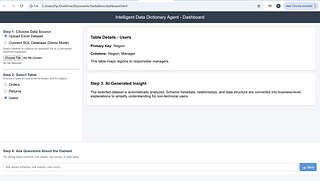 Intelligent Data Dictionary Agent – AI-Powered Schema & Insight Engine