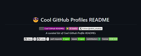 Showcase Your GitHub Profile: Contribute to the "Cool GitHub Profile README" Repository! Showcase Your GitHub Profile: Contribute to the "Cool GitHub Profile README" Repository!