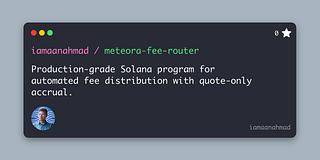 Meteora Fee Router 🌟 Meteora Fee Router 🌟