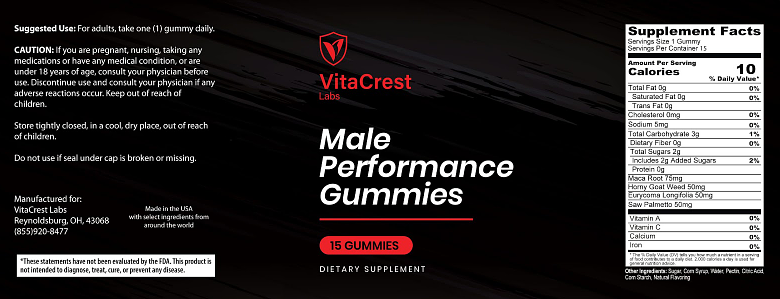 VitaCrest Male Performance Gummies - LONGER SEXUAL STAYING POWER!