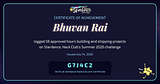 Bhuvan Rai's Stardance Certificate