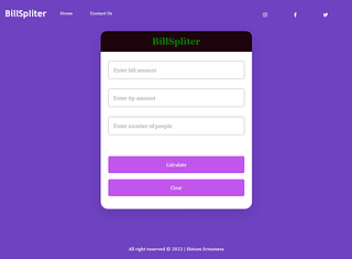 BillSpliter - An online calculator