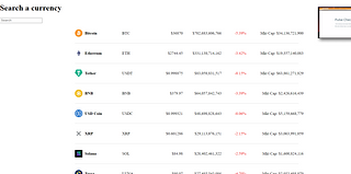 Crypto price tracker