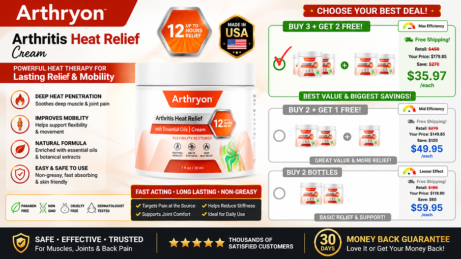 Arthryon Heat Relief Cream™ USA: How It Supports Joint Comfort Naturally Arthryon Heat Relief Cream™ USA: How It Supports Joint Comfort Naturally